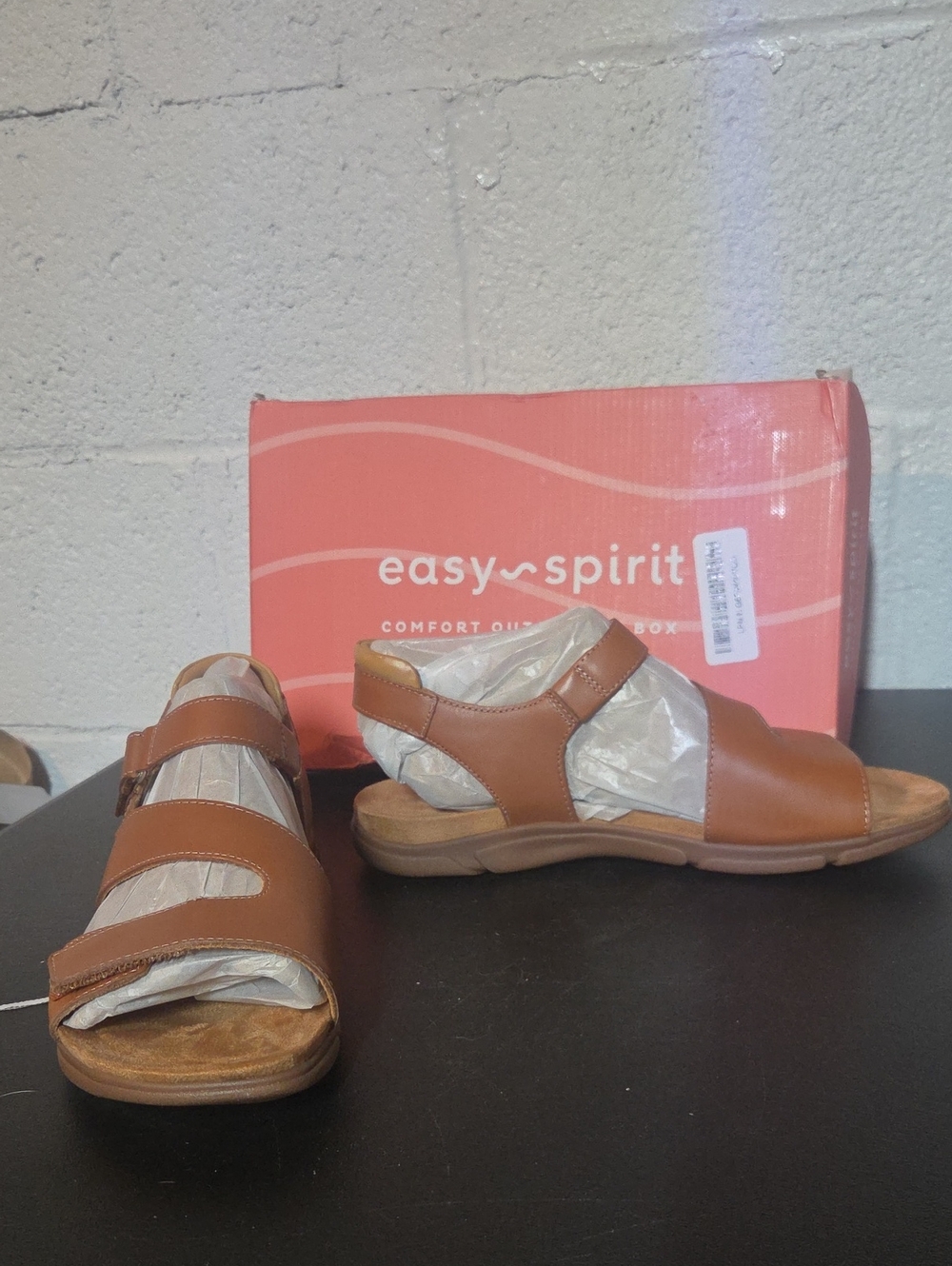 Easy Spirit Brown Leather Strappy Comfort Sandals